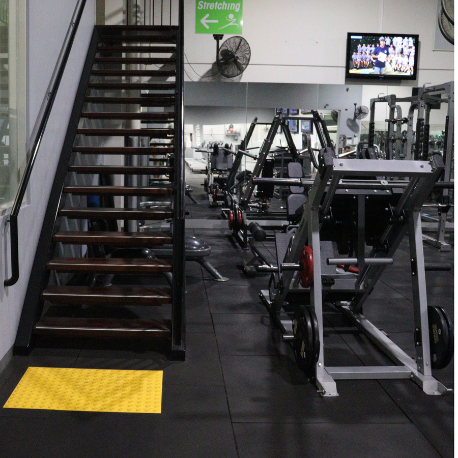 Gym Equipment Risk Assessment cover image showing commercial equipment and stairs.
