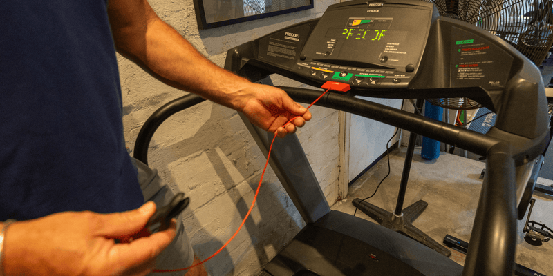 FitSafe Inspector testing the treadmill's display.